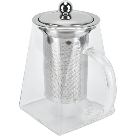 Théière en verre transparent avec filtre amovible en acier inoxydable 304, idéale pour la maison et le bureau (750 ml). (1/5)