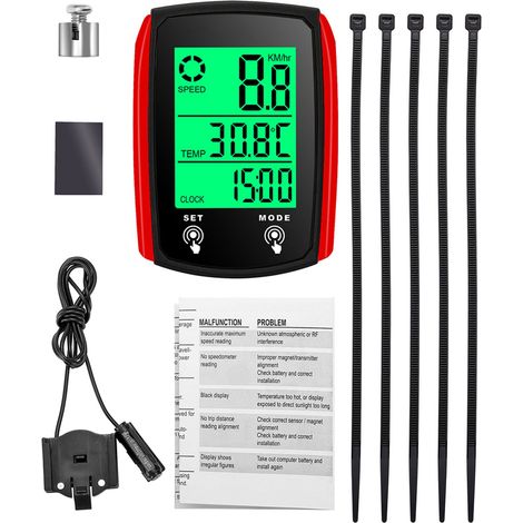 Compteur de vélo filaire à écran tactile avec compteur de vitesse et odomètre, protection IPX6 et rétroéclairage pour VTT (1/5)