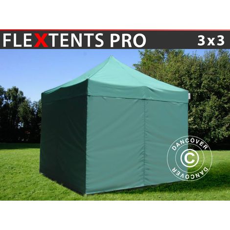 Pop up gazebo FleXtents PRO 3x3 m Green, incl. 4 sidewalls