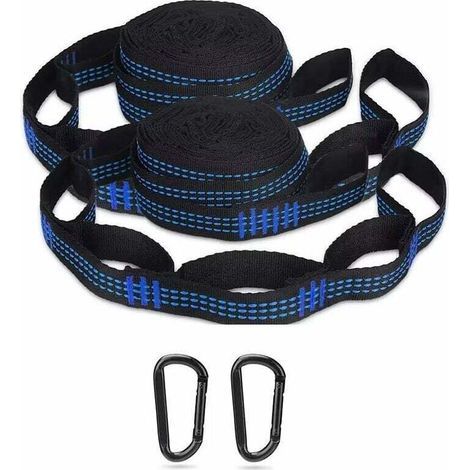 Sangles de Hamac pour Hamac, Fauteuil Suspendu, Balançoire, Fixation Hamac de Camping, Randonnée, Extérieur avec 2 Cordes Hamac + 2 Mousquetons à Crochets, (1/5)