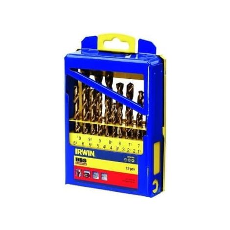 IRWIN 10502603 - Juego serie Titanium, 19 uds. en estuche de metal: 1.0 - 10.0 mm en incrementos de 0.5 mm