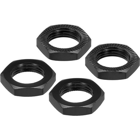 Aluminum 17mm RC Wheel Nut Thread M12x1.0mm Hex Wheel Nuts Pour 1/8 RC Model Car Trucks Off Road Car Upgraded Parts Pack of 4(Black) (1/5)