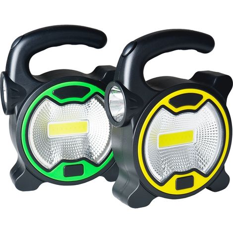 Linterna de trabajo LED COB portátil a batería, linterna de bolsillo para tienda de campaña al aire libre con asa (sin batería), 1 unidad (color aleatorio)