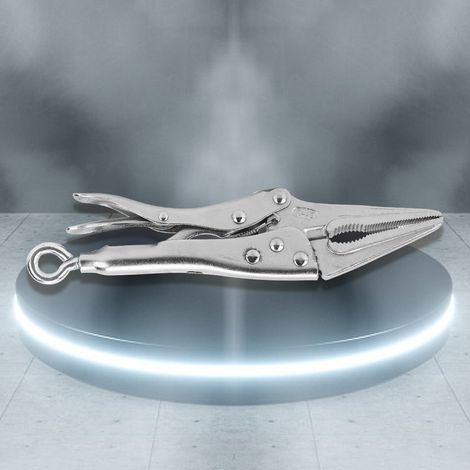 Pince à bec long avec fonction de verrouillage, galvanisée, acier inoxydable, mâchoires dentelées, 500 N, 37 mm (1/5)