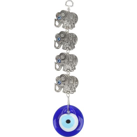 Décor Suspension Œil Bleu en Alliage avec 4 Éléphants Creux - Porte-Bonheur pour Maison (1/5)