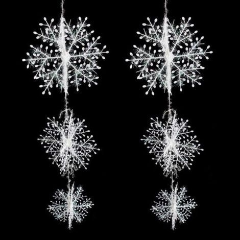 20 Packungen mit je 60 Schneeflocken-Weihnachtsbaumschmuck, 6 cm, Weiß (1/5)