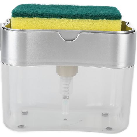 Tragbarer Seifenspender, manueller Flüssigseifenbehälter, Seifenorganizer, Handdrücker, Flüssigseifenbox für die Küche, Silber (1/5)