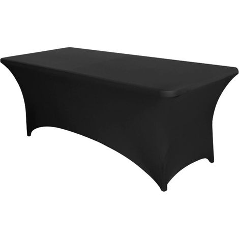 Stretch Tablecloth [183 cm] Polyester and Spandex Table Cover - Machine Washable and Wrinkle-Free (Pack of 1, Black) (1/5)