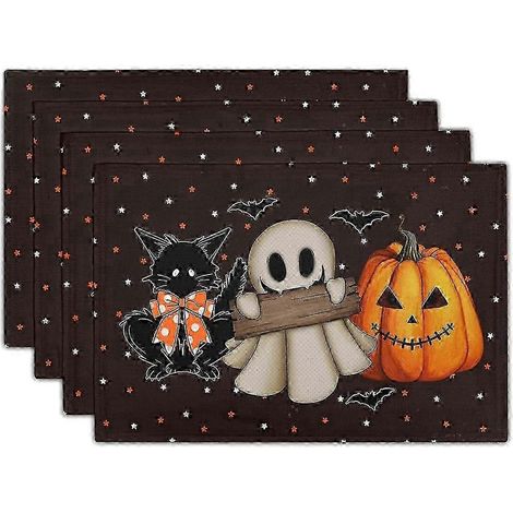 Sets de table Halloween (lot de 4) - Tapis de table antidérapants et résistants à la chaleur pour l'intérieur et l'extérieur - Idéal pour la cuisine et la table d'intérieur/extérieur (1/5)