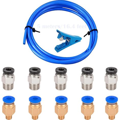 Tube de Bowden de téflon de 5 m PTFE (2.0mm ID / 4.0mm OD) Filament de 1.75mm l'imprimante 3D + Tube De Tuyau Coupeur + Pc4-m6-m10 rapide en Fitting (5P+5P) (1/5)