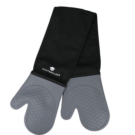 MasterClass Wasserdichte Silikon-Ofenhandschuhe, extra sicher mitrutschfestem Griff und Ärmel of Stoff