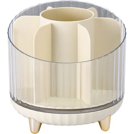 Organisateur de rangement pour pinceaux de maquillage, porte-pinceaux rotatif, boîte de rangement transparente pour bureau, chambre, salle de bain. (1/5)