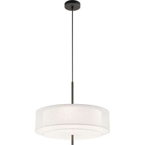 Maytoni Bergamo Plafonnier suspendu cylindrique moderne noir 5 ampoules E27 abat-jour blanc