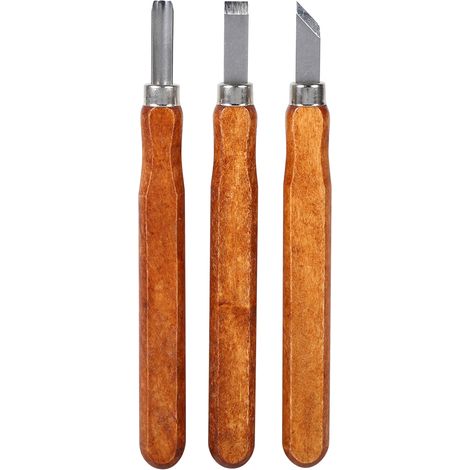 Holzschnitzwerkzeug-Set, Mini-Stahlmeißel mit Griffen für DIY-Bastelarbeiten, 3-teiliges Set (1/5)