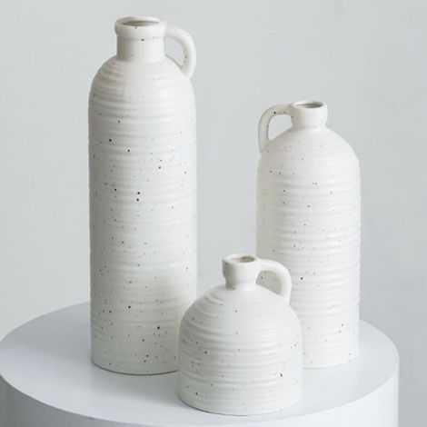 Bardusch-Lot de 3 petits vases céramique blancs striés, pour pampa et déco intérieure rustique (1/5)