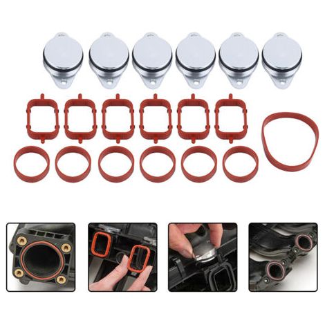 QORVA-Kit de joints d'admission pour BMW 320d 330d 520d 525d 530d 730d – 6 bouchons à volet tourbillonnant en aluminium – Installation simple (1/5)