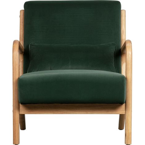 Fauteuil 67x82x75 cm en velours vert foncé et naturel - SURYA (1/5)
