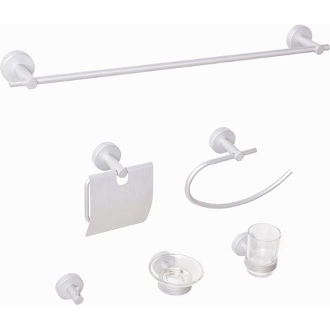 Set di 6 accessori da bagno moderno Bicchiere opaco in alluminio e portasapone inclusi Accessori da bagno argento Zaruma