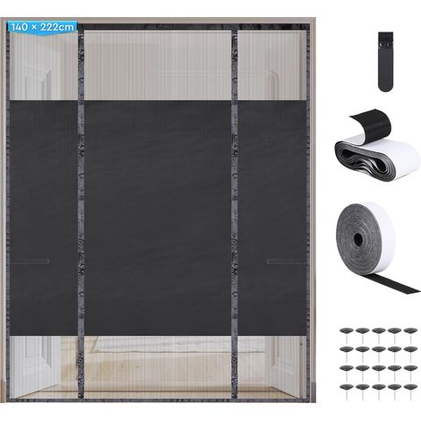 Zanzariera magnetica per porta 140 x 222 cm, privacy e protezione dalle zanzare, tenda a rete in poliestere, non richiede foratura (tre pannelli)