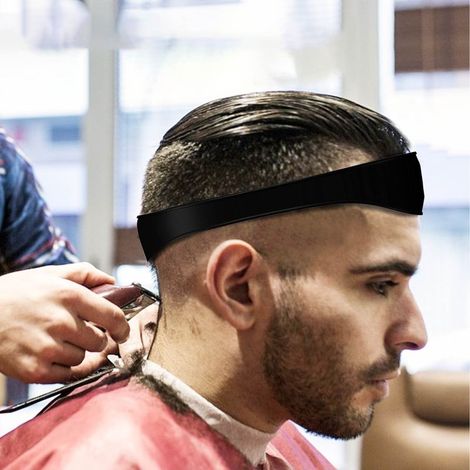 [Guide de Coupe] Template de Couture Silicone Curved pour Coupe de Cheveux DIY, Band de Coupe Arc Design avec Guide Professionnel pour Taille de Collar et Barbe, Noir (1/5)