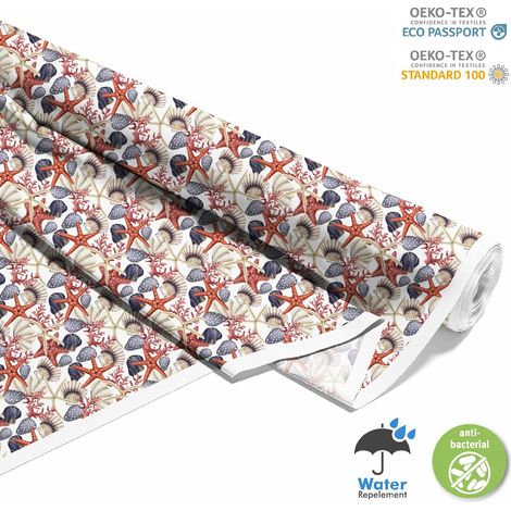 OUTDOOR DEKOSTOFFE OXFORD - Motiv Muscheln Seesterne I DX316