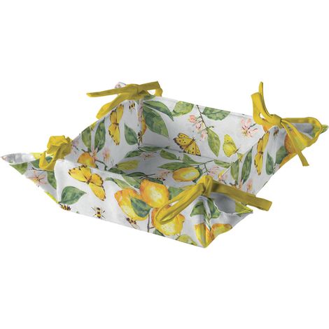 Corbeille à pain coton citrons et papillons