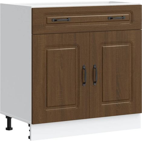 Armoire de cuisine moderne avec portes pratiques 80 x 46 x 81,5 cm en bois d'ingénierie chêne marron (1/5)