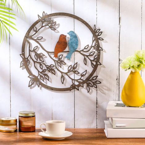 Oiseau En Métal Sur Branche - Décoration Murale En Métal - Pour Intérieur Et Extérieur - 1 Pièce (1/5)