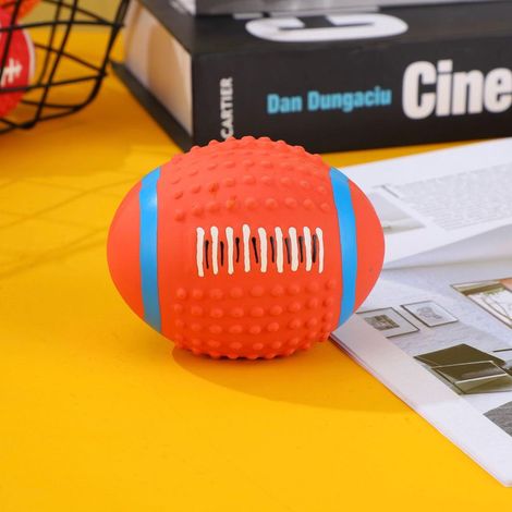 Squeaky Rugby Dog Toy Made of High Quality Soft Elastic Rubber Wear Resistant and Teeth Friendly