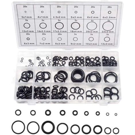 Joint torique Kit 225 pièces O Anneau 18 Tailles Joints de rondelles en caoutchouc Assortiment d'œillets de joint électrique pour plomberie et réparation générale automobile