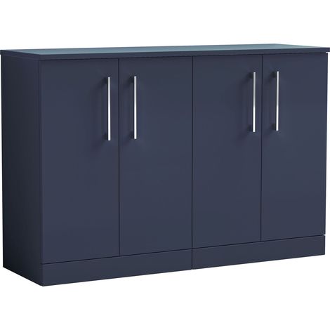 Balterley Bramshall Modern Bathroom 2 Door Floor Standing Vanity Unit with Worktop & Handles, Midnight Blue, 1205 mm