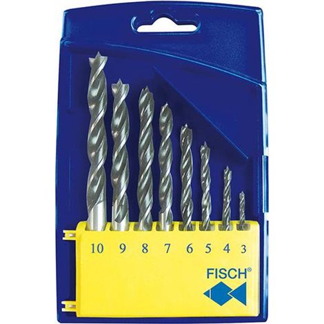 FISCH Holzspiralbohrer-Kassette 0120 Bohrer ø 3-10 mm 8-teilig