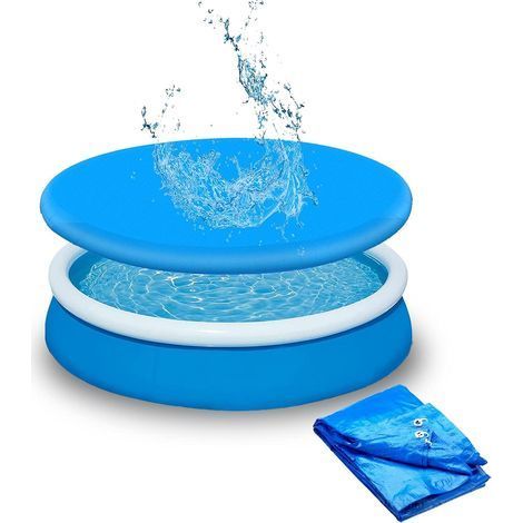 bache Piscine,Couverture De Piscine Rond,Bache de Protection pour Piscine avec Anneau en métal et Cordon de Serrage,Protège de la Pluie et des polluants - Diamètre:210cm (1/5)