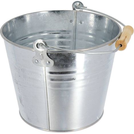 Secchio in acciaio zincato con manico in legno 7l - grigio metallizzato - Tendance (1/5)