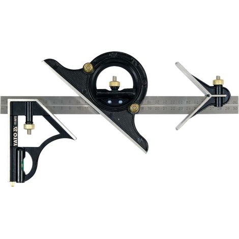 Kombinationswinkel Anschlagwinkel 300mm Multifunktionswinkel mit Anschlag Gegenläufige Skala Präzisionswinkel (1/4)