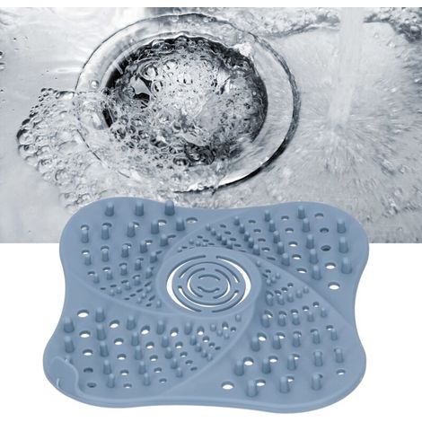 Crépine de siphon de sol de salle de bain, éliminateur de cheveux, bouchon anti-obstruction pour lavabo, crépine bleue (1/5)