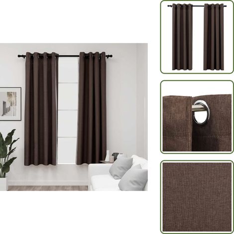Verdunkelungsvorhänge Ösen Leinenoptik 2 Stk. Taupe 140x175cm - Verdunklungsvorhänge - Leinenlook - Vorhänge Taupe - Wohnraumdekoration
