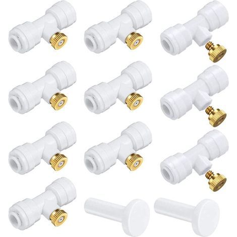 Système D'irrigation de Brumisateur Extérieur Kit,Buse Pulvérisation en Laiton pour Jardin,Atomiseur Buse,Avec 10 Buses Jardin Terrasse Patio Bricolage Pcs (Blanc) - (1/4)