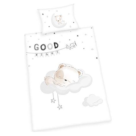 Herding Baby Best Set di Biancheria da Letto, Flannel, Bianco, 100 x 135 cm, 40 x 60 cm (1/4)