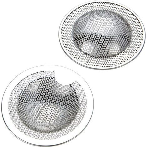 LangRay Lot de 2 petits tamis d'évier en acier inoxydable - Idéal pour évier de cuisine, évier, douche, baignoire - Disponible en trois tailles (petit)(S) (1/5)