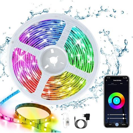 Waterproof LED Strip 5 m, IP65 Waterproof 16 Million Colours LED Strip RGB LED Strip Controlled via Remote Control and APP, Synchronized with Music, Decoration Lights for Christmas, Party (1/5)