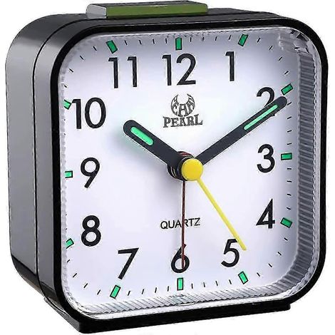 Réveil silencieux sans tic-tac, réveil en douceur, buzzer, volume augmenté, fonction snooze, voyant lumineux, réglages simples, noir. (1/4)