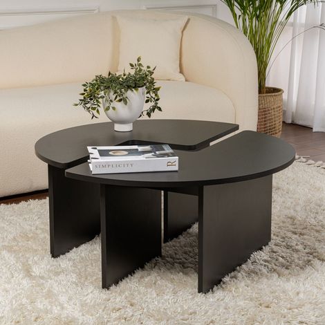 Rund Couchtisch Moari Schwarzes Melamin 90 cm