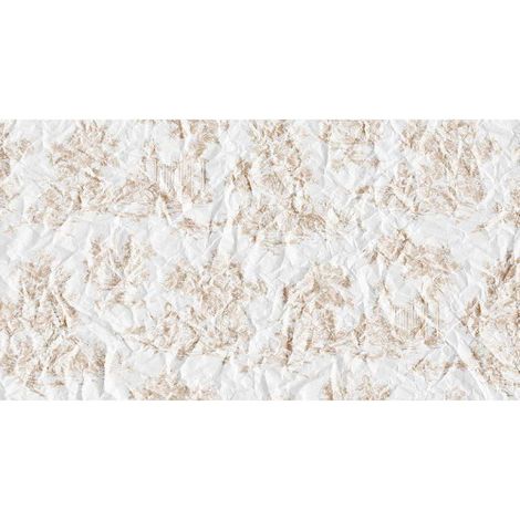 Papier peint panoramique floral & arbre pour salon Tapisserie panoramique blanc & beige pour chambre Papier peint panoramique 3D effet papier froissé (1/3)