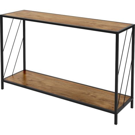 ML-Design Tavolo Consolle Marrone 120 x 33,5 x 75 cm Telaio in Acciaio Piano in Legno MDF Design Rovere Rustico Mobiletto per Ingresso Corridoio con 2 Piani Mobile per Soggiorno Credenza Salotto