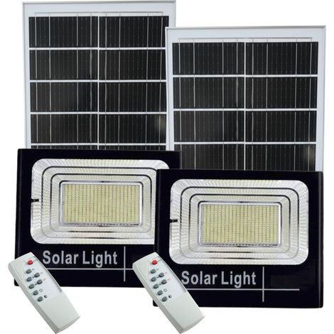 2x Faro Led 400w Esterno Pannello Solare Luci Coppia Giardino Crepuscolare
