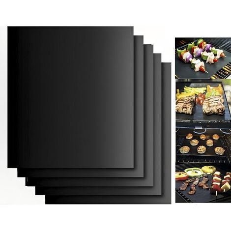 Tapis de cuisson BBQ antiadhésif 5040cm lot de 4 noir, pour four et extérieur
