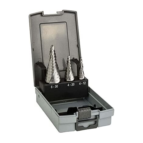 Bosch 2608587426 HSS Step Metal Drill Bit Set, 4mm-30mm, Grey, 3 Pcs