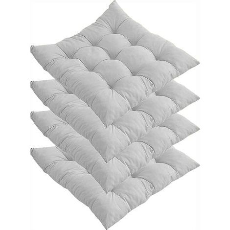 Lot de 4 coussins de chaise épais, coussins de chaise de salle à manger 40 x 40 cm, coussins de chaise de jardin pour la maison, le bureau, l'intérieur et l'extérieur (gris) (1/4)