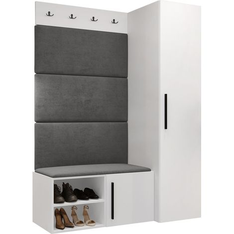 Conjunto para recibidor Nitos II, Manila 16, 191x124x50cm, Tapiz, Aglomerado laminado, Montada en la pared, Colocada